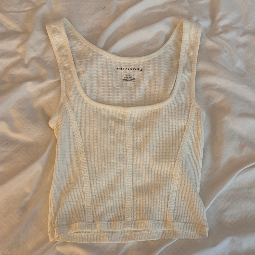 American Eagle Outfitters Off-White Ribbed Tank Top